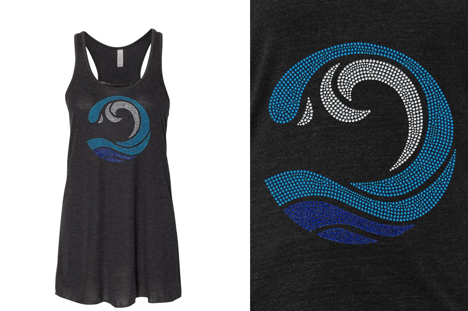 Rhinestones Myrtle Beach Allstars Wave Youth Flowy Racerback Tank