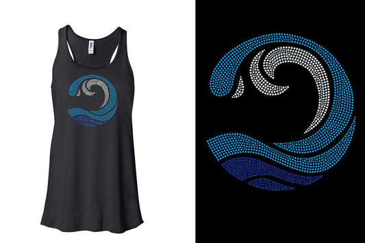 Rhinestones Myrtle Beach Allstars Wave Youth Flowy Racerback Tank