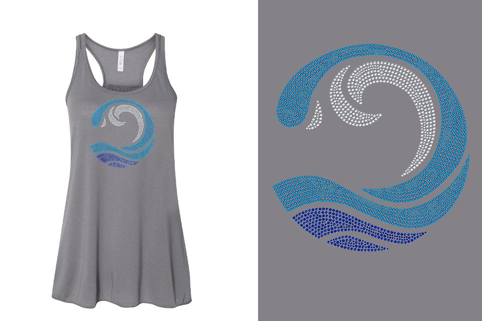 Rhinestones Myrtle Beach Allstars Wave Youth Flowy Racerback Tank