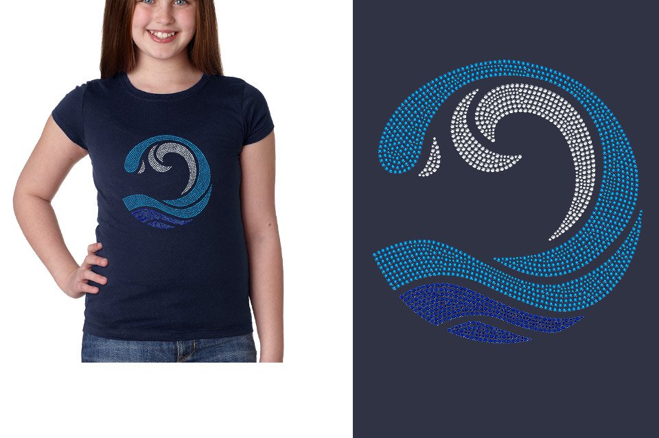 Rhinestones Myrtle Beach Allstars Wave Girls' Princess T-Shirt