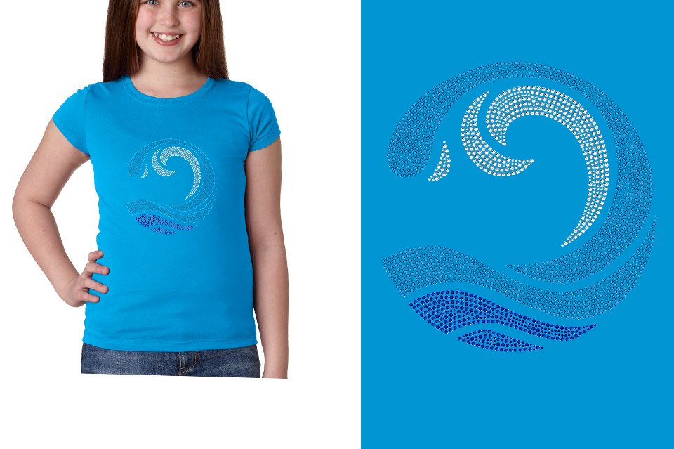 Rhinestones Myrtle Beach Allstars Wave Girls' Princess T-Shirt